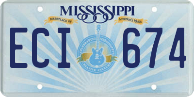 MS license plate ECI674