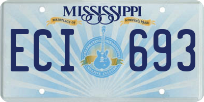 MS license plate ECI693