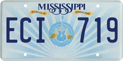MS license plate ECI719