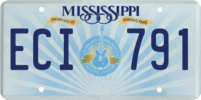 MS license plate ECI791