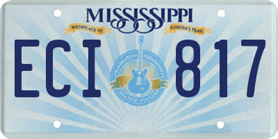 MS license plate ECI817