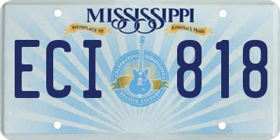 MS license plate ECI818
