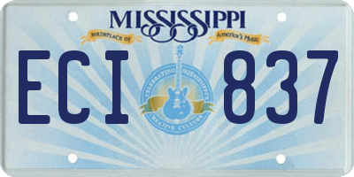 MS license plate ECI837