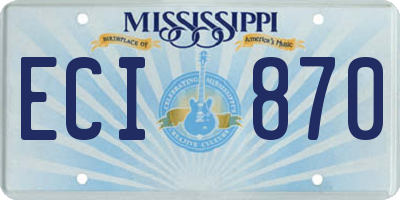 MS license plate ECI870