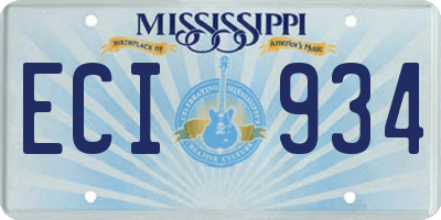 MS license plate ECI934