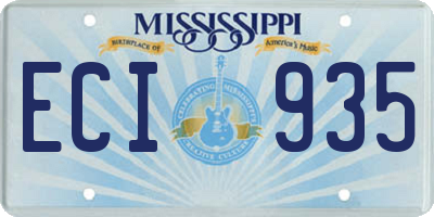 MS license plate ECI935