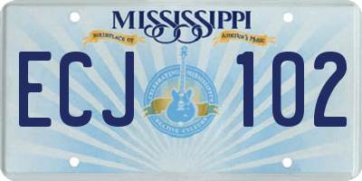 MS license plate ECJ102
