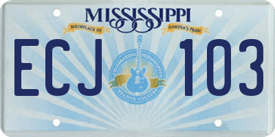 MS license plate ECJ103