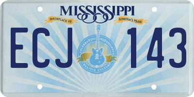 MS license plate ECJ143