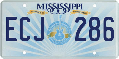 MS license plate ECJ286