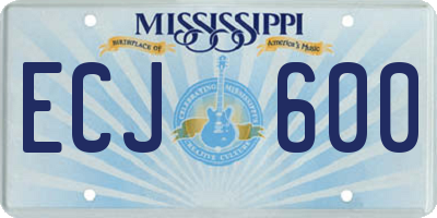 MS license plate ECJ600