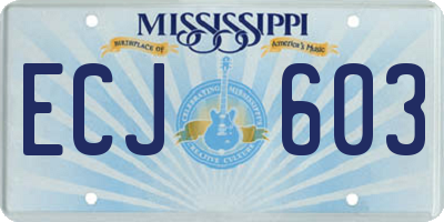MS license plate ECJ603