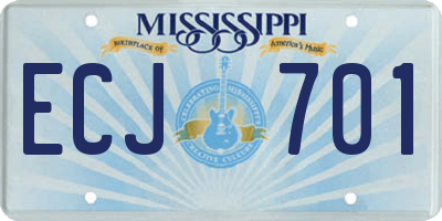 MS license plate ECJ701