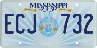 MS license plate ECJ732