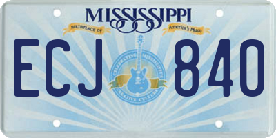 MS license plate ECJ840