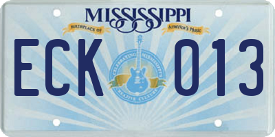 MS license plate ECK013