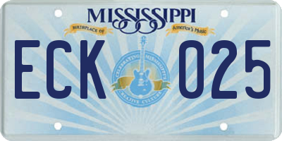 MS license plate ECK025