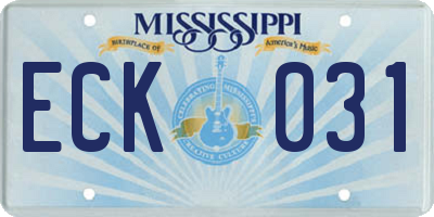 MS license plate ECK031