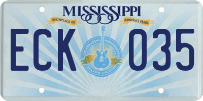 MS license plate ECK035