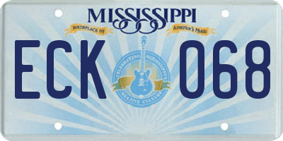 MS license plate ECK068