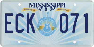 MS license plate ECK071