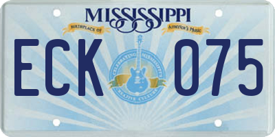 MS license plate ECK075