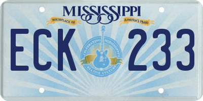 MS license plate ECK233
