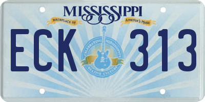 MS license plate ECK313