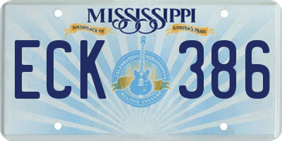 MS license plate ECK386