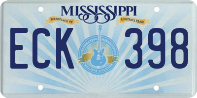 MS license plate ECK398
