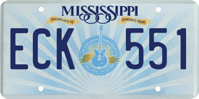 MS license plate ECK551