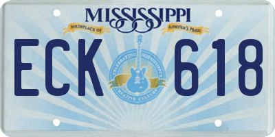 MS license plate ECK618