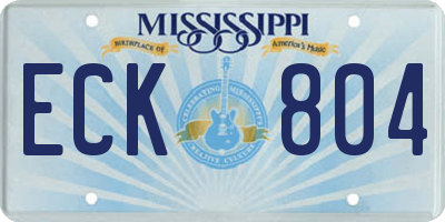 MS license plate ECK804