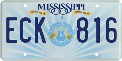 MS license plate ECK816