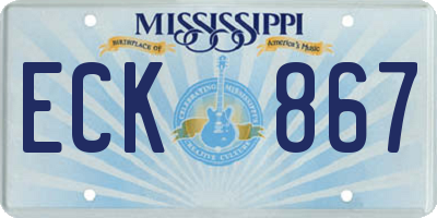 MS license plate ECK867