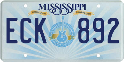 MS license plate ECK892