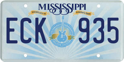 MS license plate ECK935