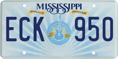 MS license plate ECK950