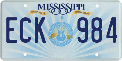 MS license plate ECK984