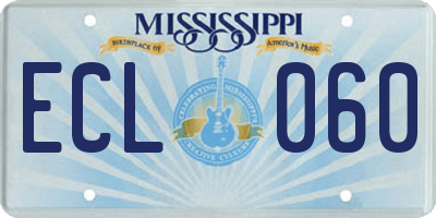 MS license plate ECL060
