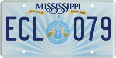 MS license plate ECL079