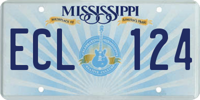 MS license plate ECL124