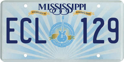 MS license plate ECL129