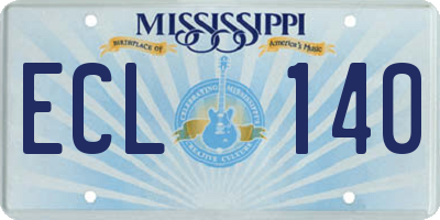MS license plate ECL140