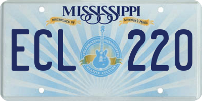 MS license plate ECL220