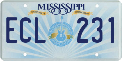 MS license plate ECL231
