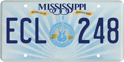MS license plate ECL248