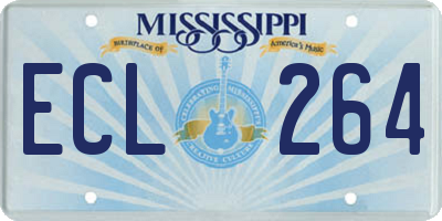 MS license plate ECL264