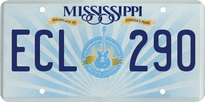 MS license plate ECL290