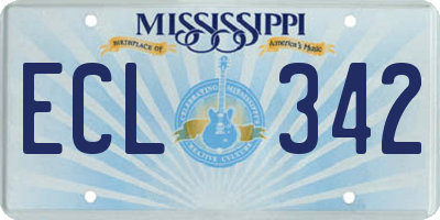 MS license plate ECL342
